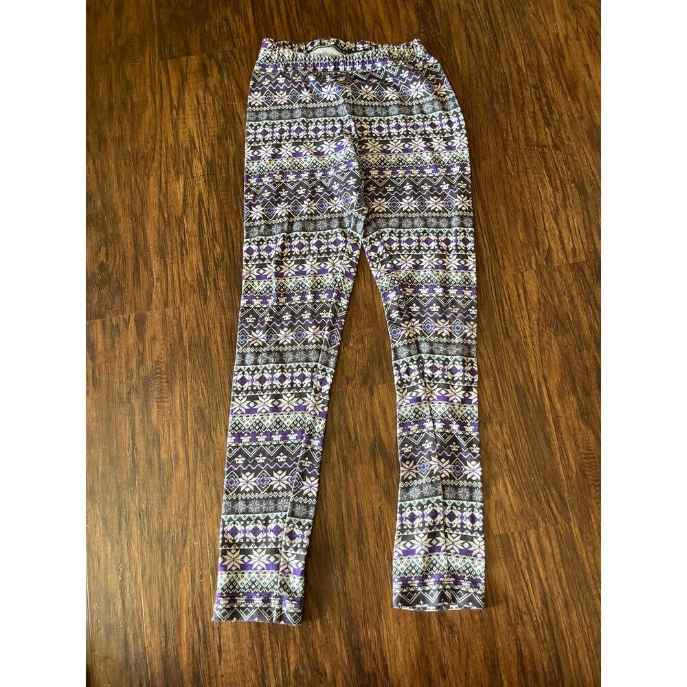 Girls medium 8-10 purple fair isle leggings